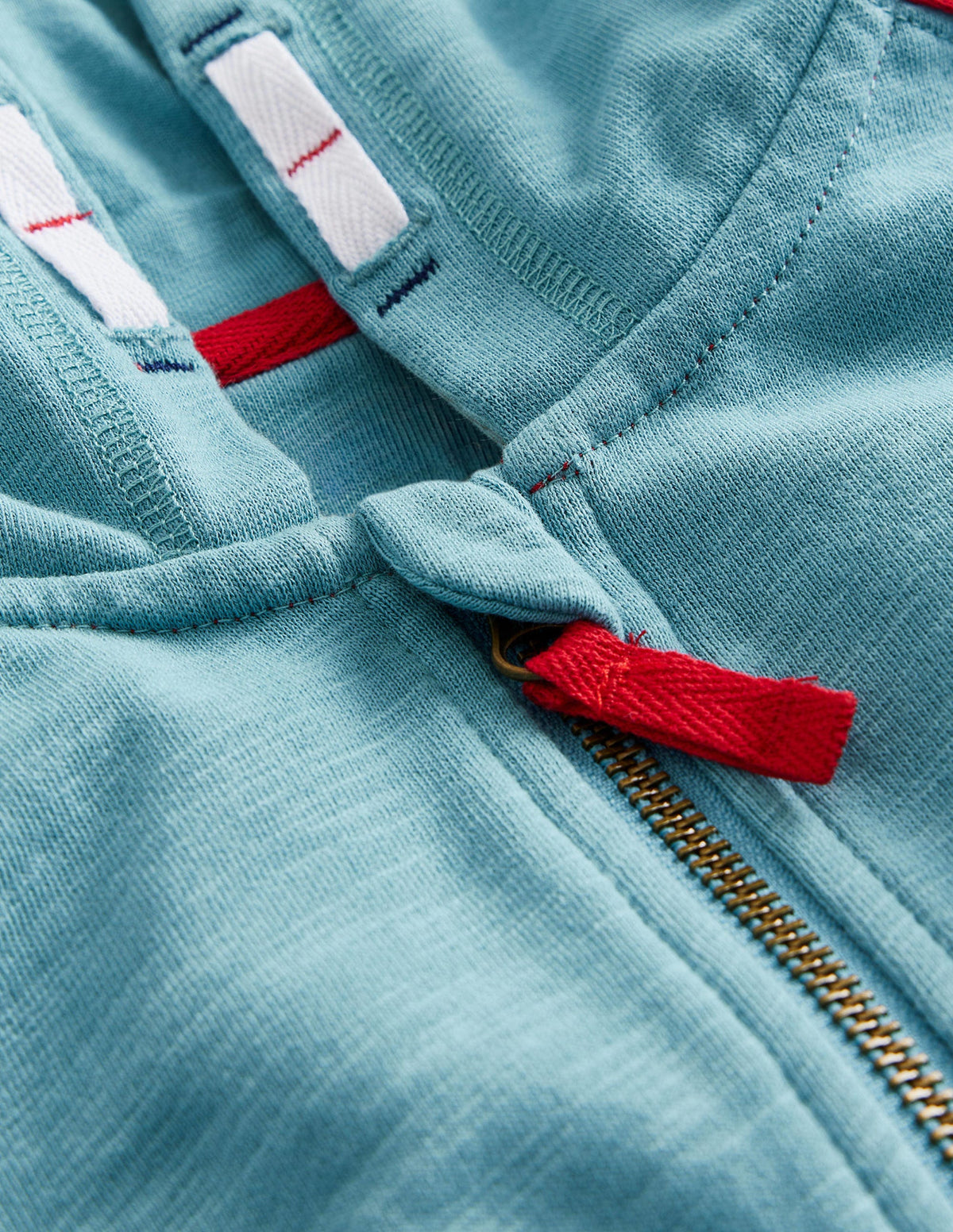 Colourblock Zip Hoodie-Duck Egg Blue/Poppy Red - Image 3