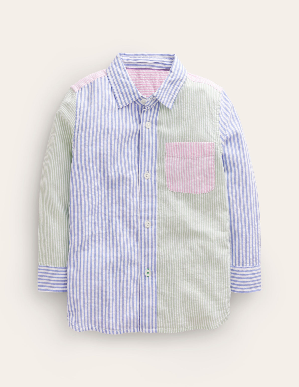 Hotchpotch Seersucker Shirt-Multi Ticking - Image 1