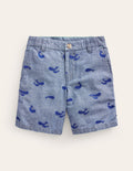 Embroidered Chino Shorts-Chambray Whale Embroidery