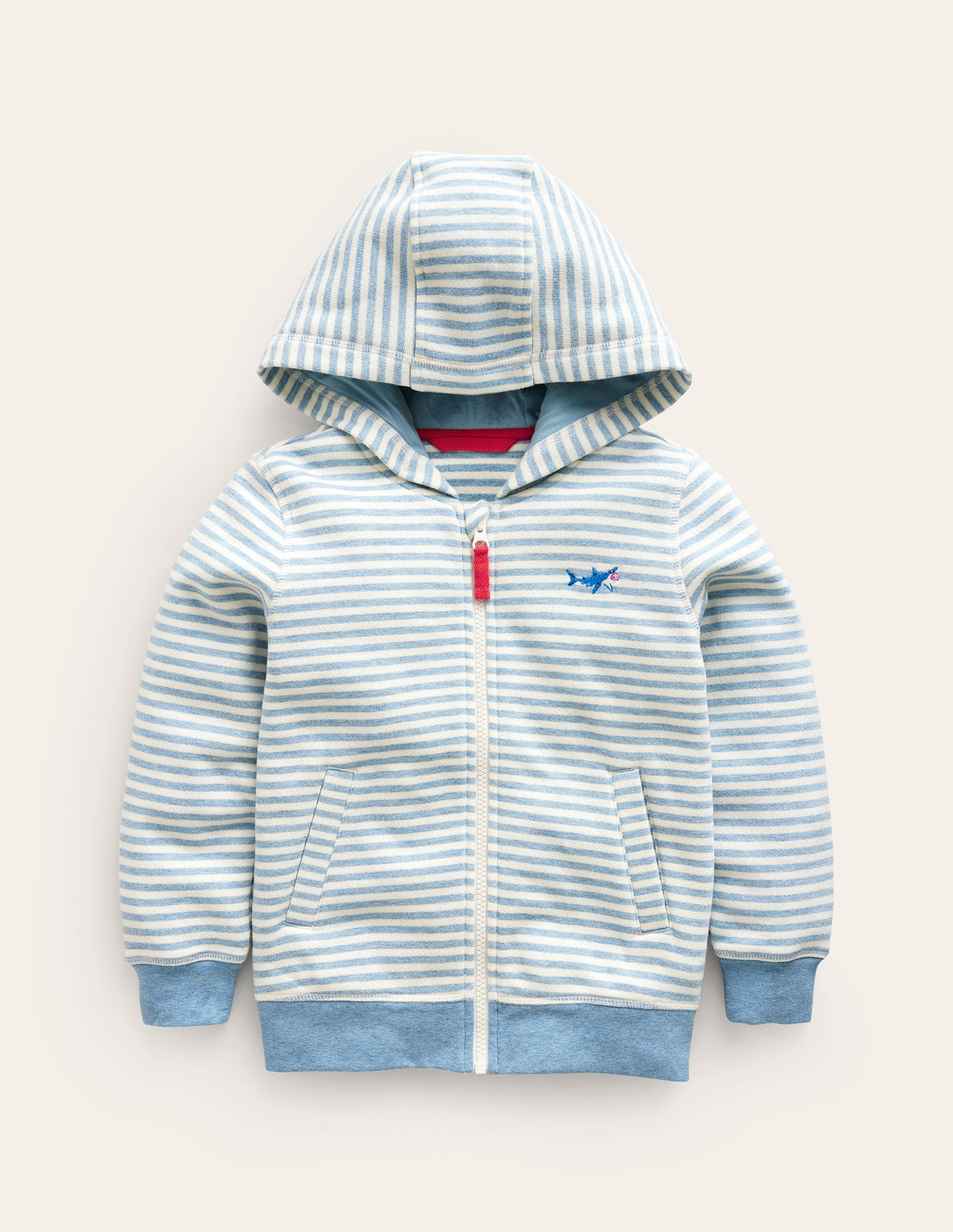 Textured Stripe Hoodie-Duck Egg Blue/Ivory-1