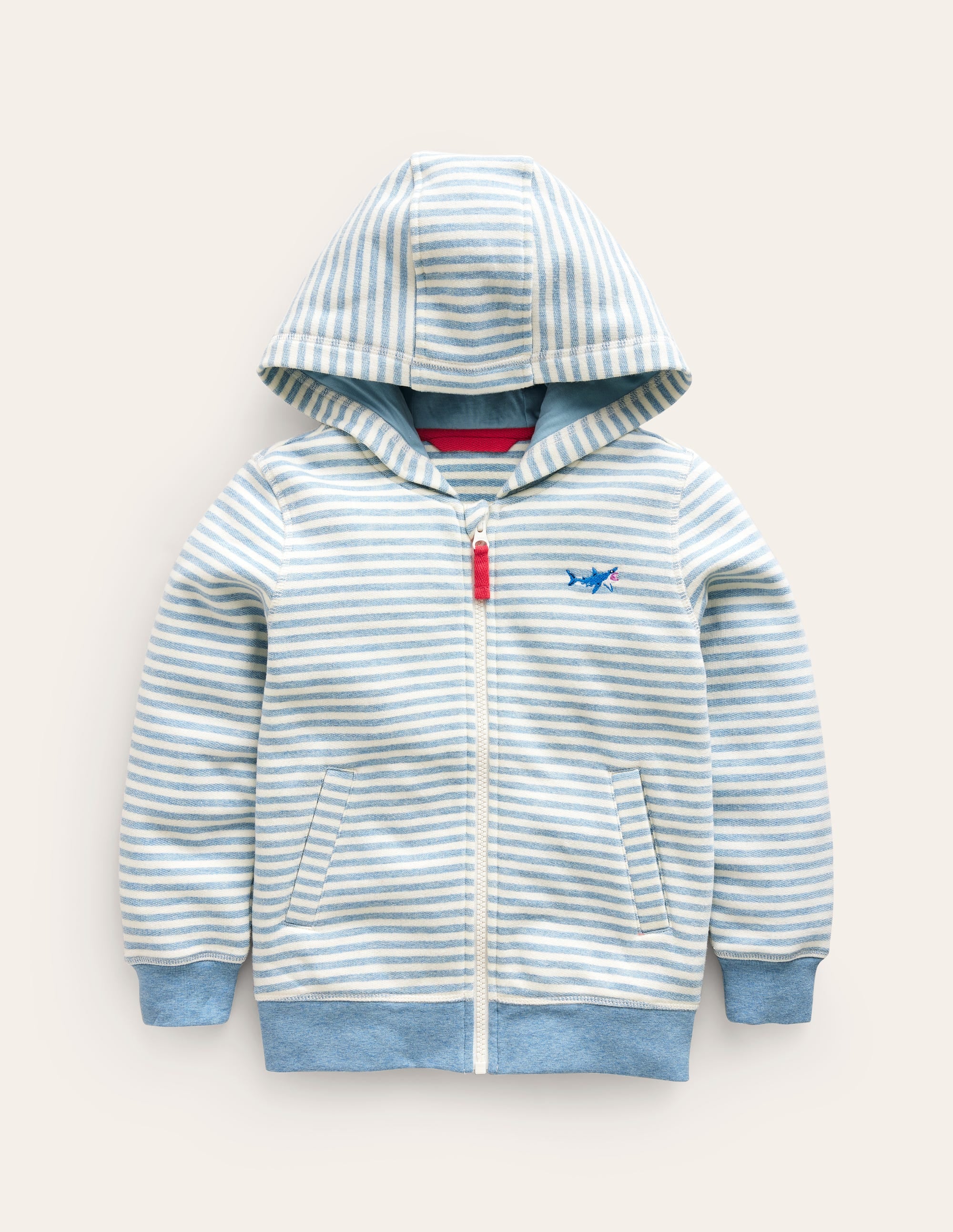 Textured Stripe Hoodie-Duck Egg Blue/Ivory - Image 1