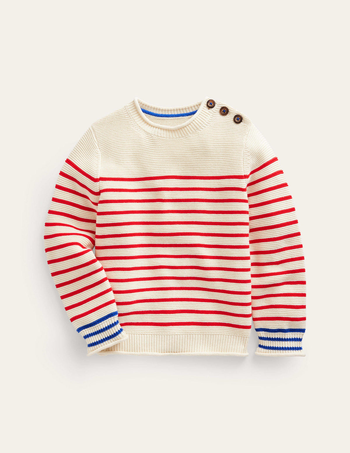 Nautical Stripe Sweater-Ecru Marl and Jam Red Stripe - Image 1