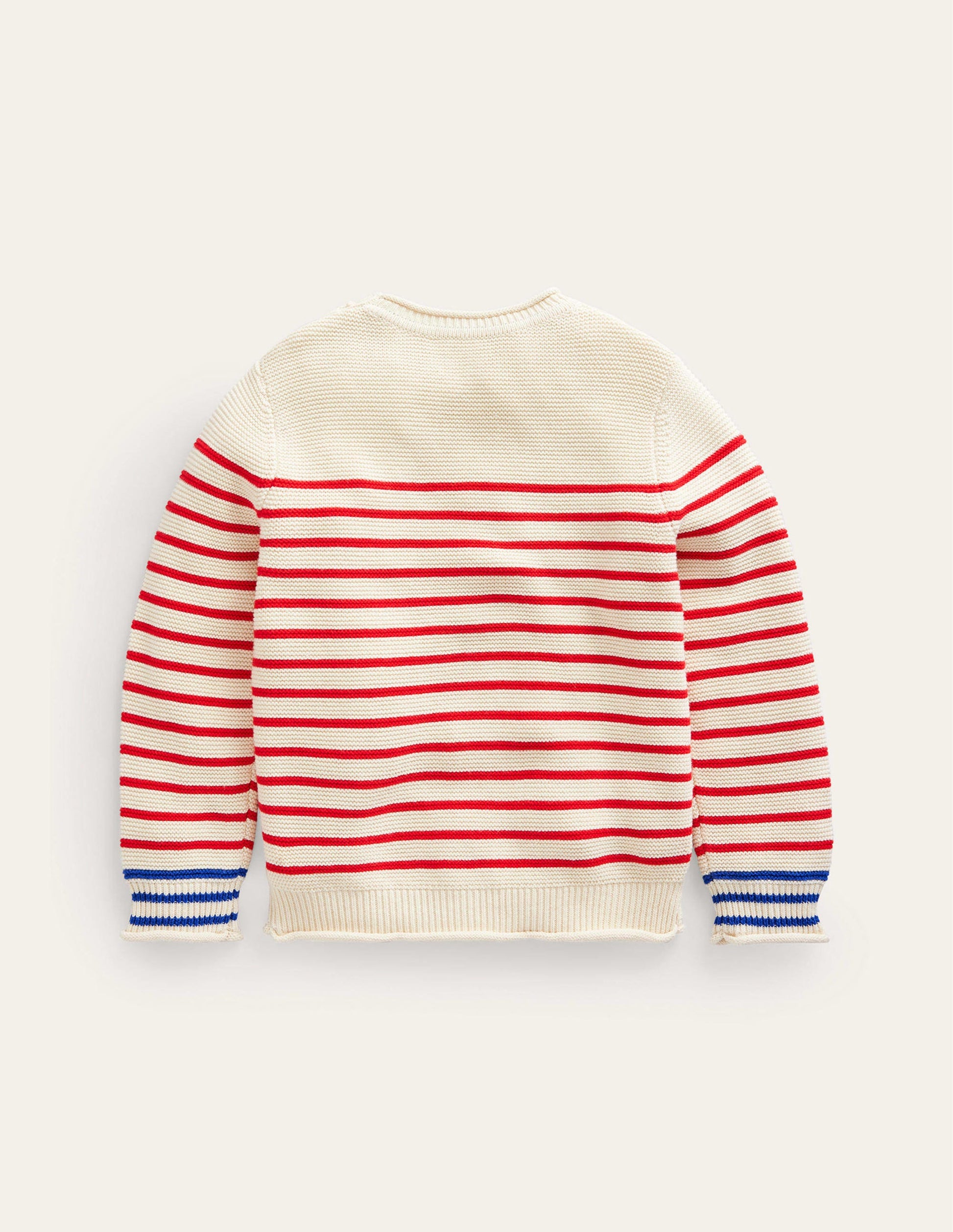 Nautical Stripe Sweater-Ecru Marl and Jam Red Stripe-2