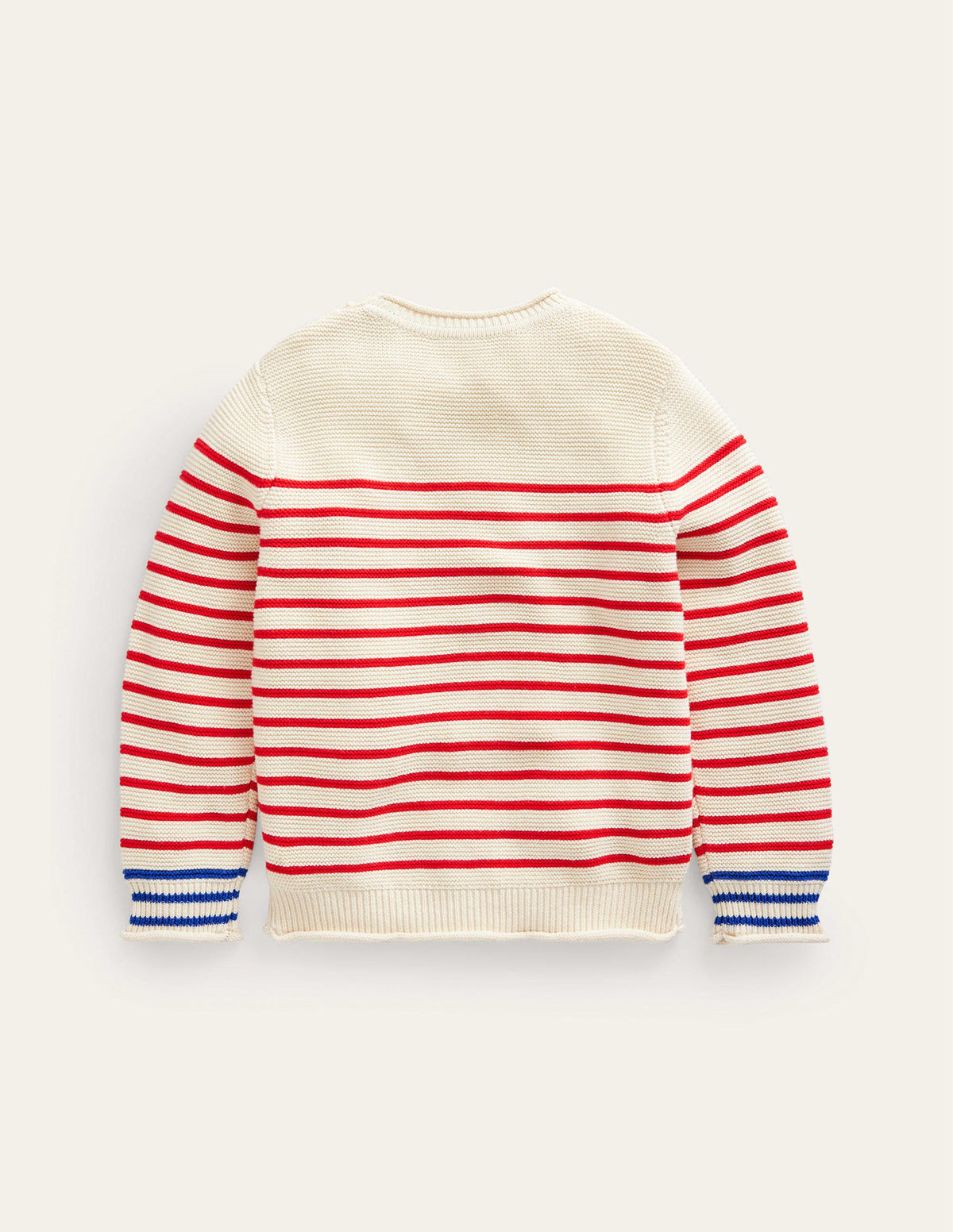 Nautical Stripe Sweater-Ecru Marl and Jam Red Stripe - Image 2