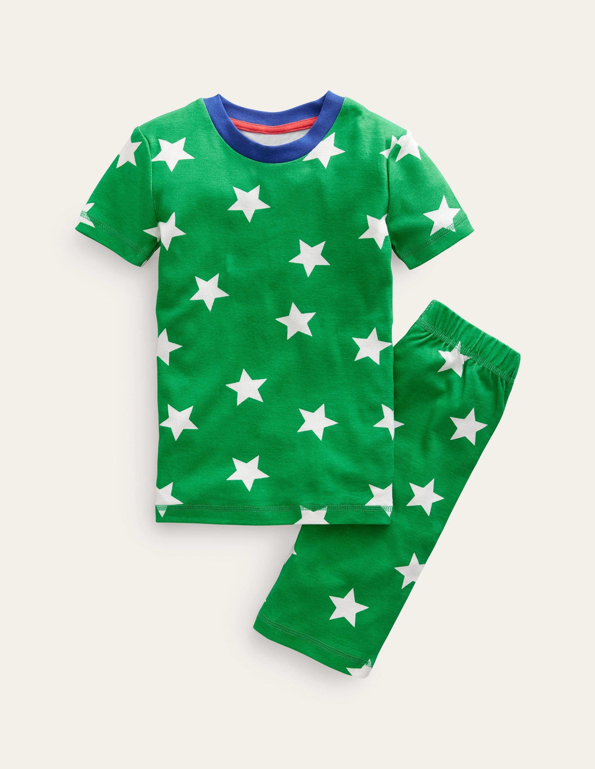 Snug Short John Pajamas-Green/Ecru Star-1