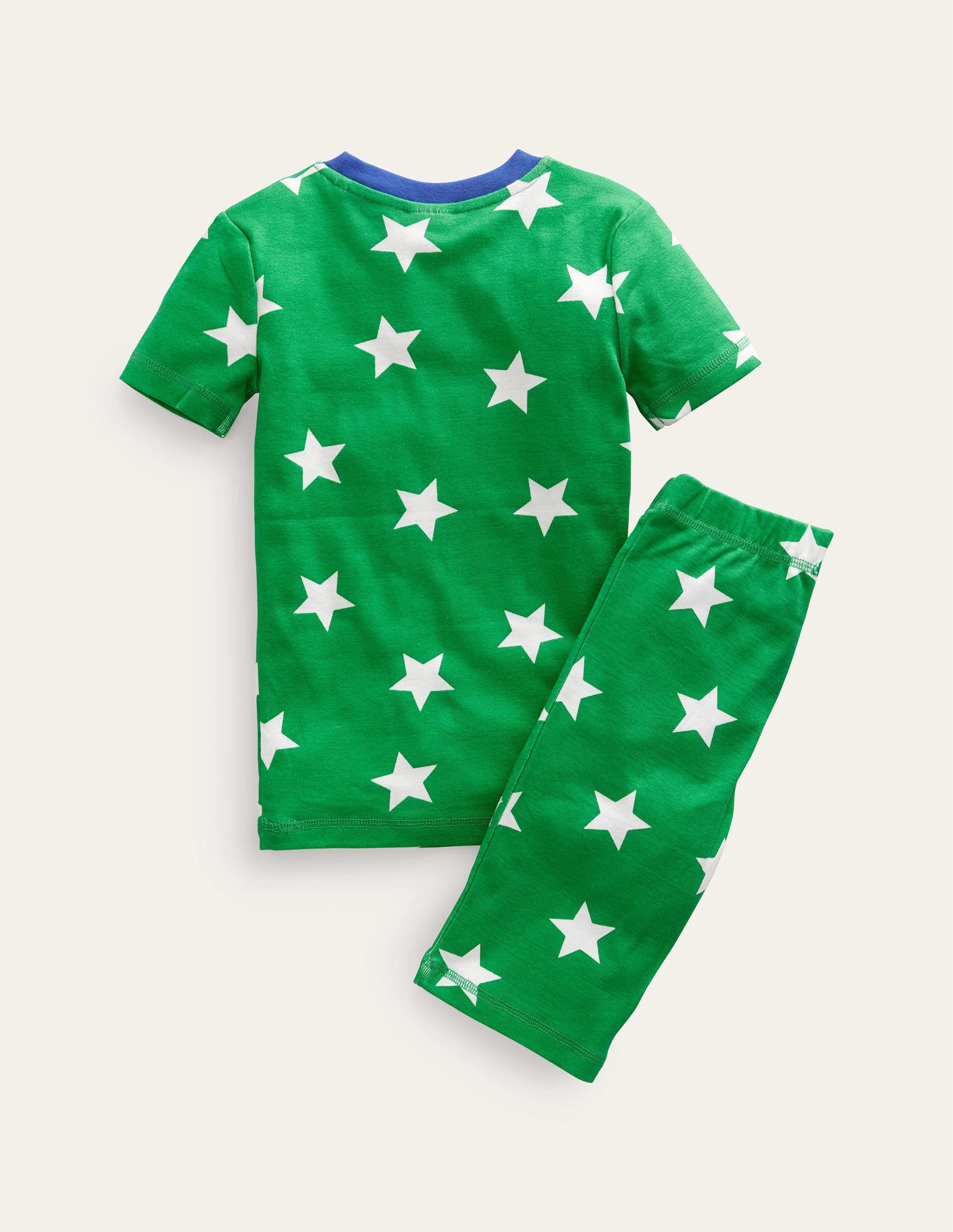 Snug Short John Pajamas-Green/Ecru Star - Image 2