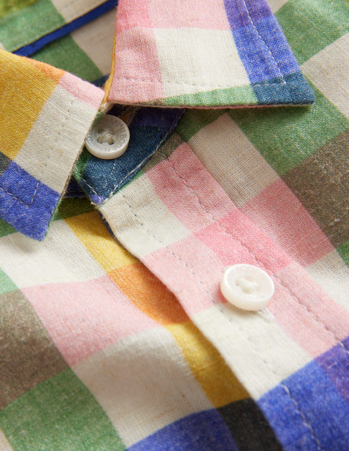 Linen Shirt-Green / Pink Gingham - Image 3