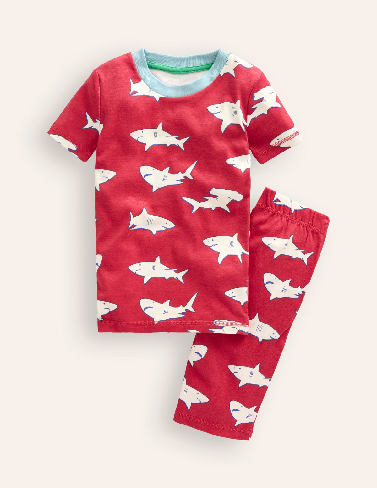 Snug Short John Glow Pyjamas-Red Sharks - Image 1