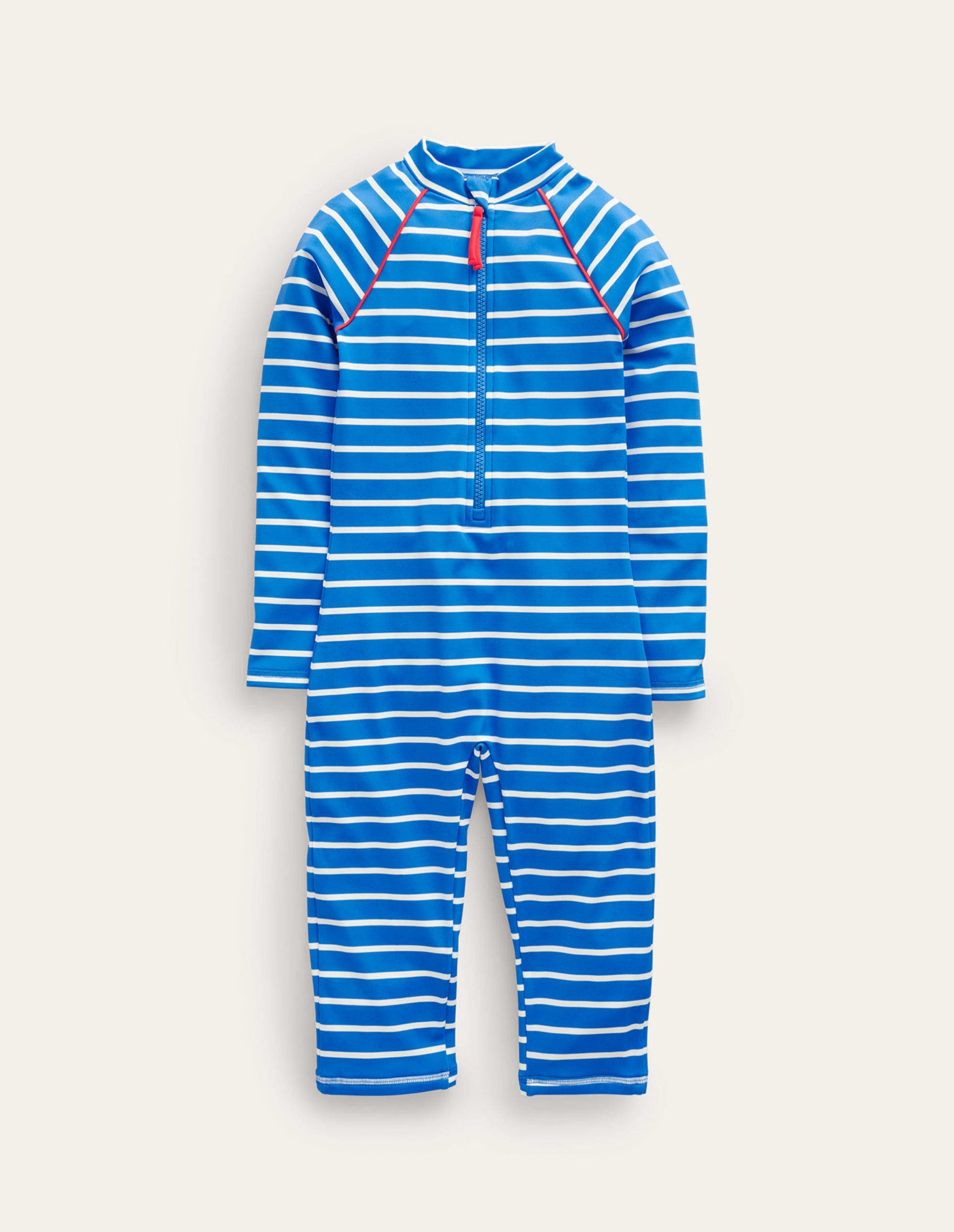Sun Safe Surf Suit-Greek Blue and Ivory Stripe-1