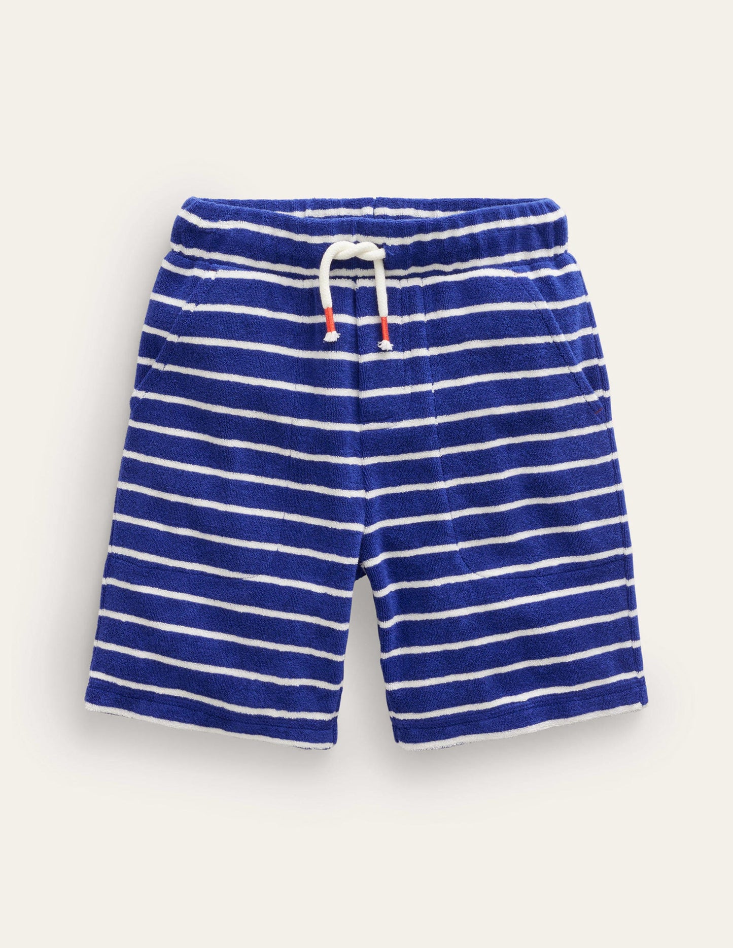 Towelling Sweat Shorts-Sapphire Blue/Ivory Stripe