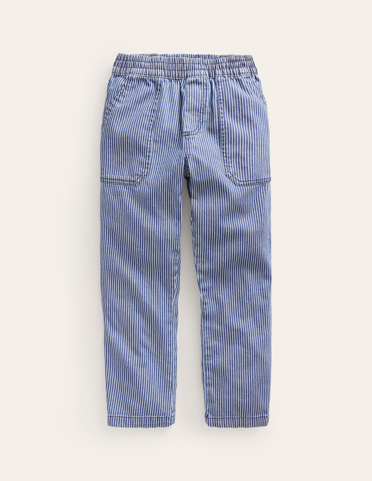 Ticking Pull On Pants-Medieval Blue Ticking Stripe-1