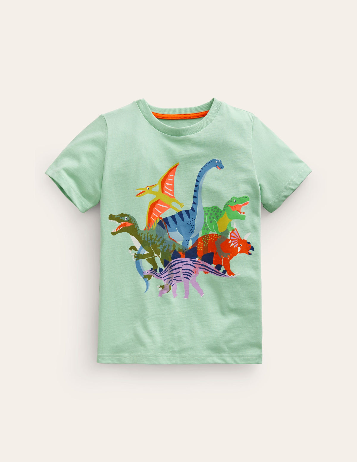 Riso Printed T-shirt-Pistachio Green Dinos-1