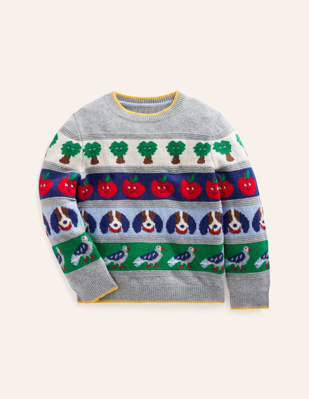 Fair Isle Sweater-Multi Animals