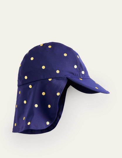Printed Sun-Safe Swim Hat-Navy Foil Spot-1