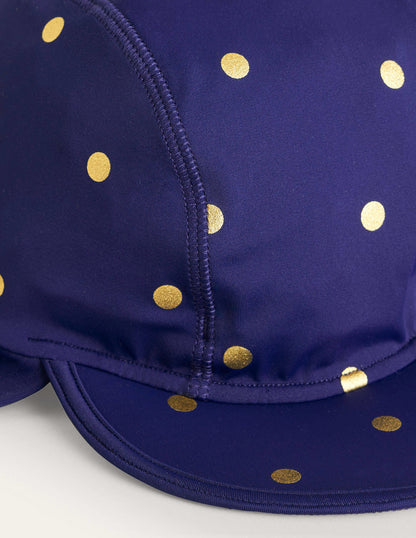 Printed Sun-Safe Swim Hat-Navy Foil Spot-2