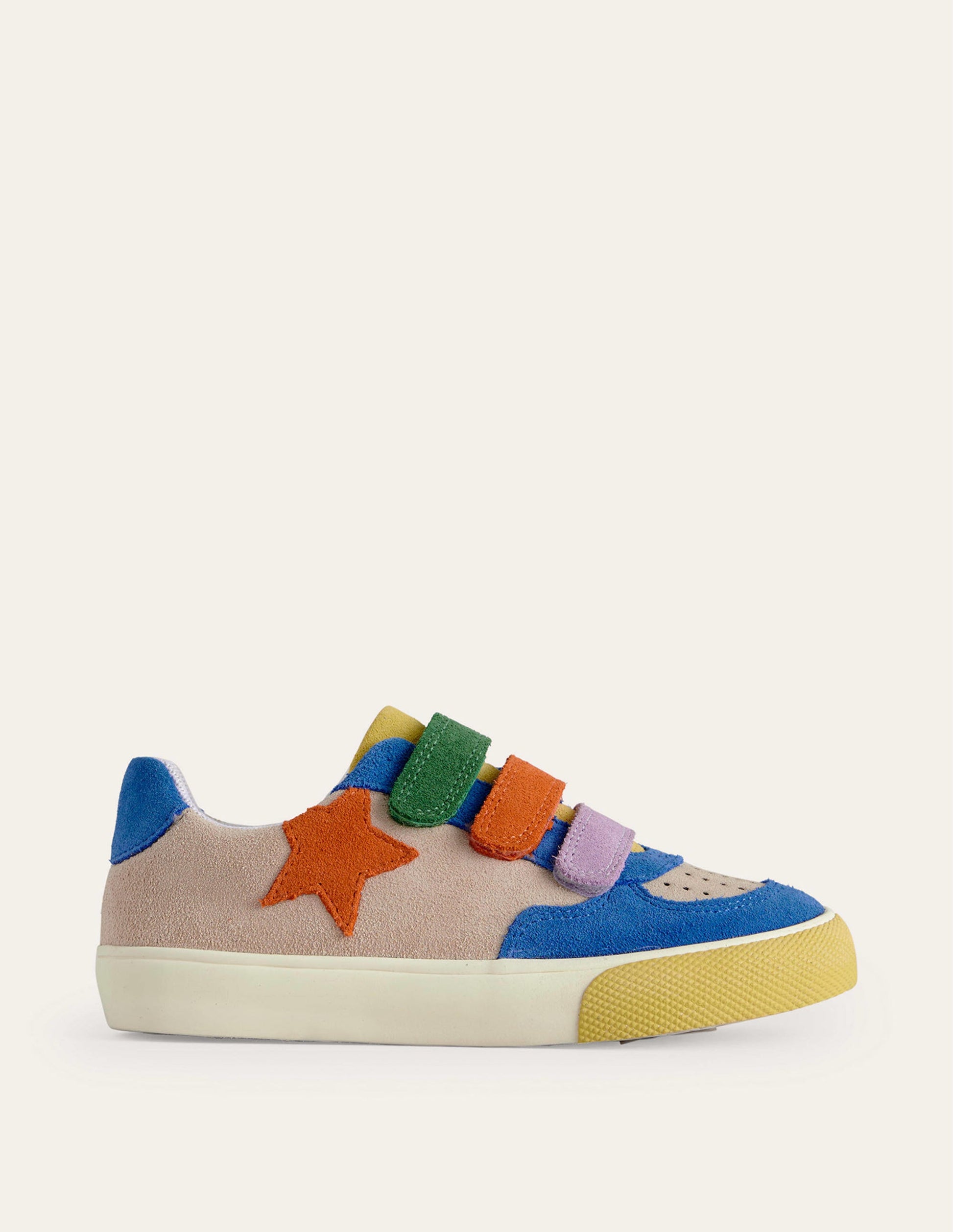 Leather Low Tops-Multi Colourblock Star-1