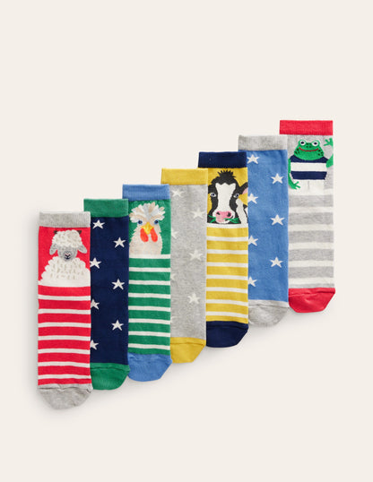 Socks 7 Pack-Dog Stripe