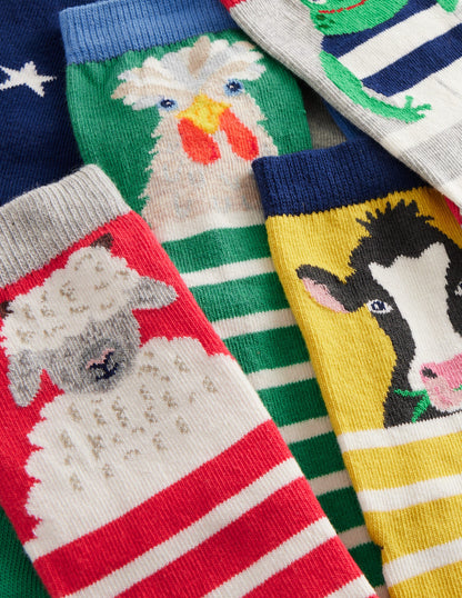 Socks 7 Pack-Dog Stripe