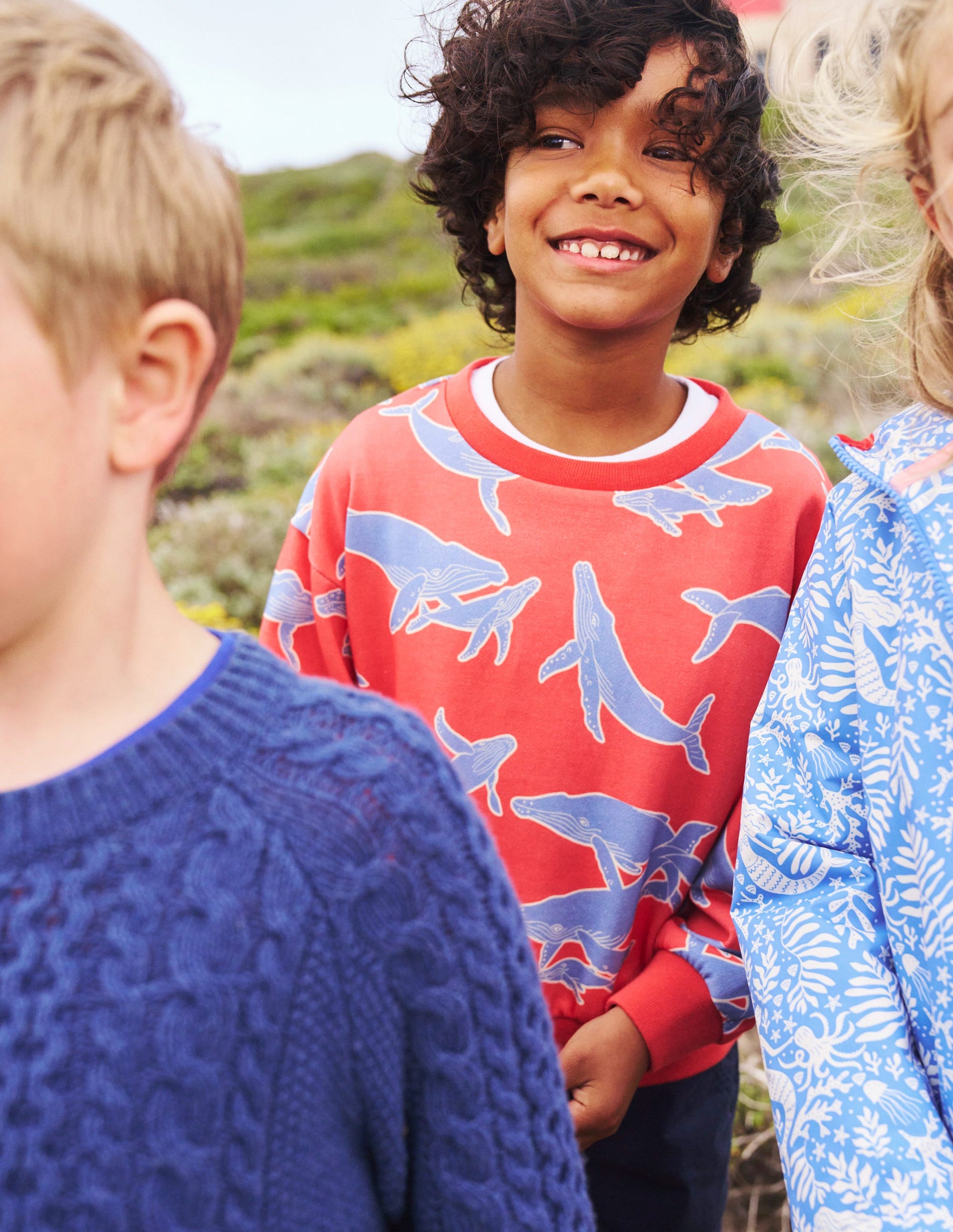 Printed Relaxed sweatshirt-Jam Red Whales-4