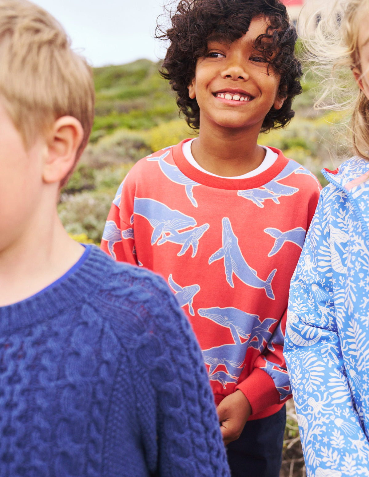 Printed Relaxed Sweatshirt-Jam Red Whales - Image 4
