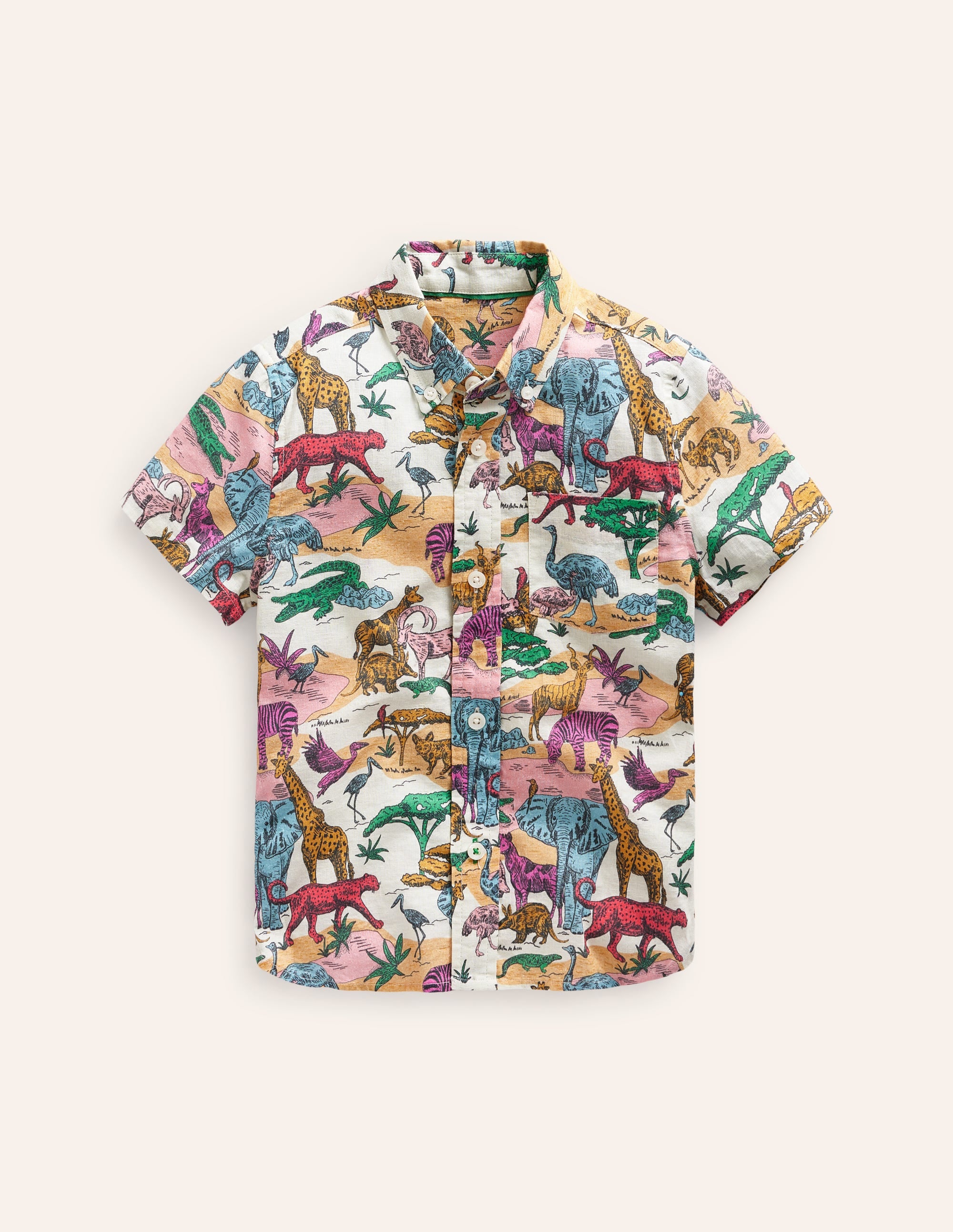 Cotton Linen Shirt-Multi Savannah Scene - Image 1