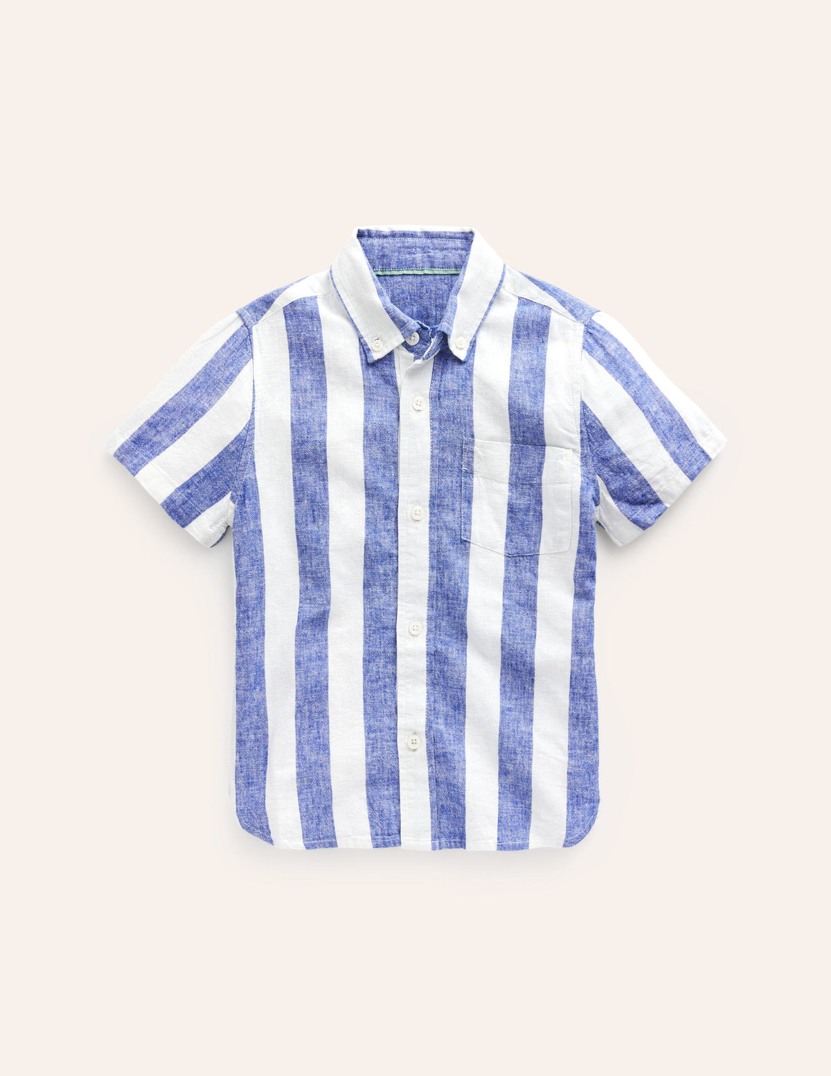 Cotton Linen Shirt-Sapphire Blue / Ivory Stripe - Image 1
