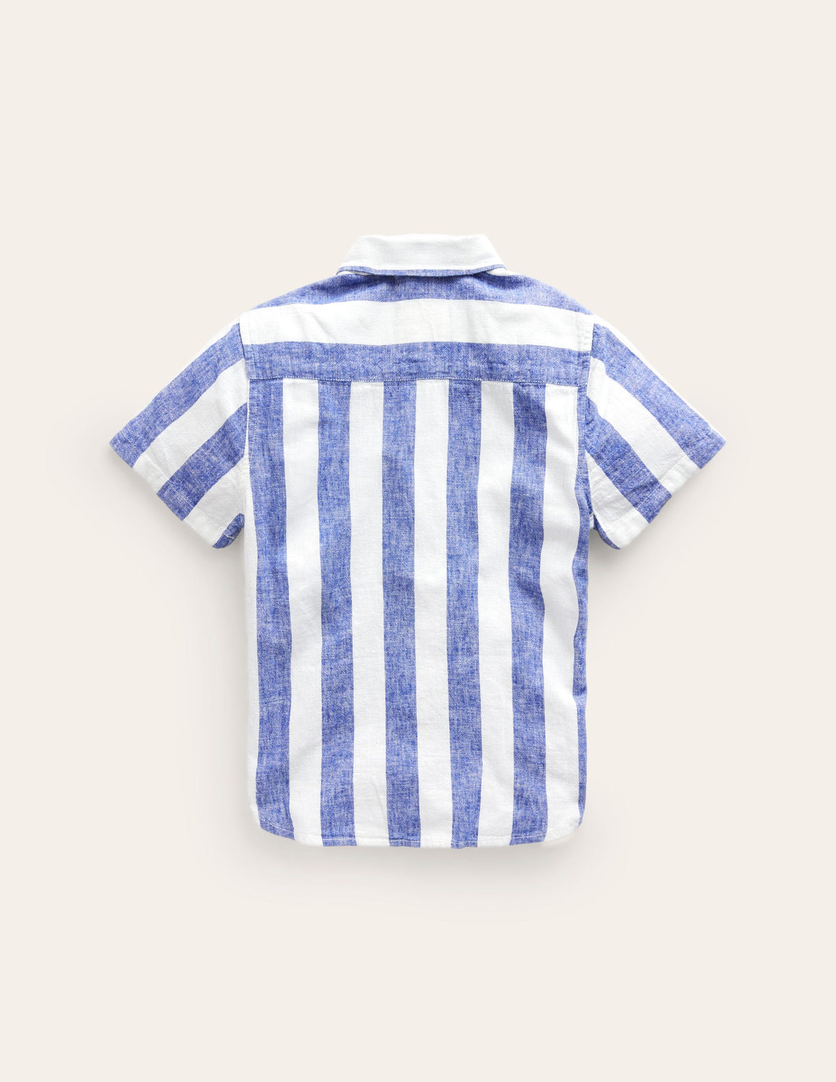 Cotton Linen Shirt-Sapphire Blue / Ivory Stripe - Image 2