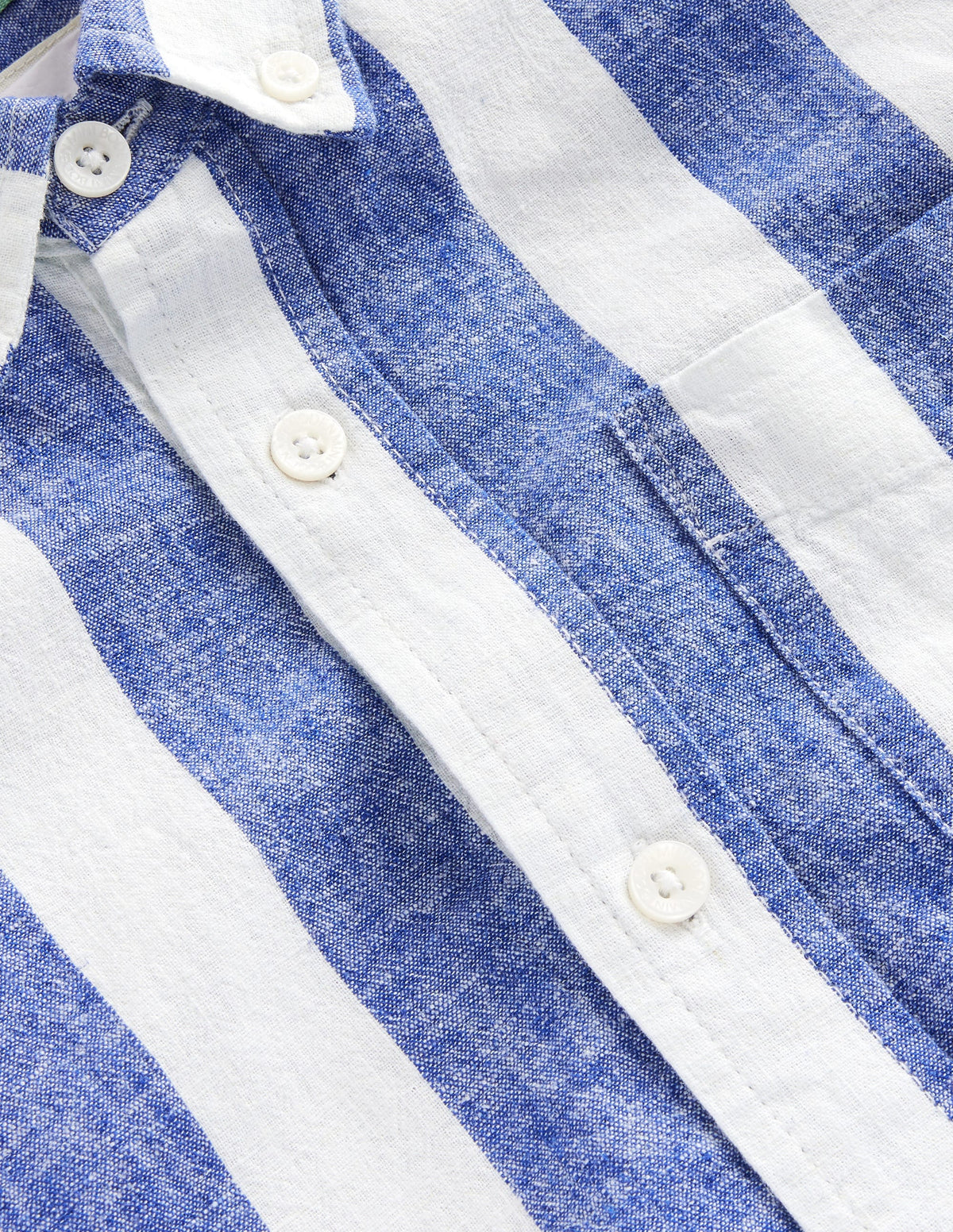 Cotton Linen Shirt-Sapphire Blue / Ivory Stripe - Image 3