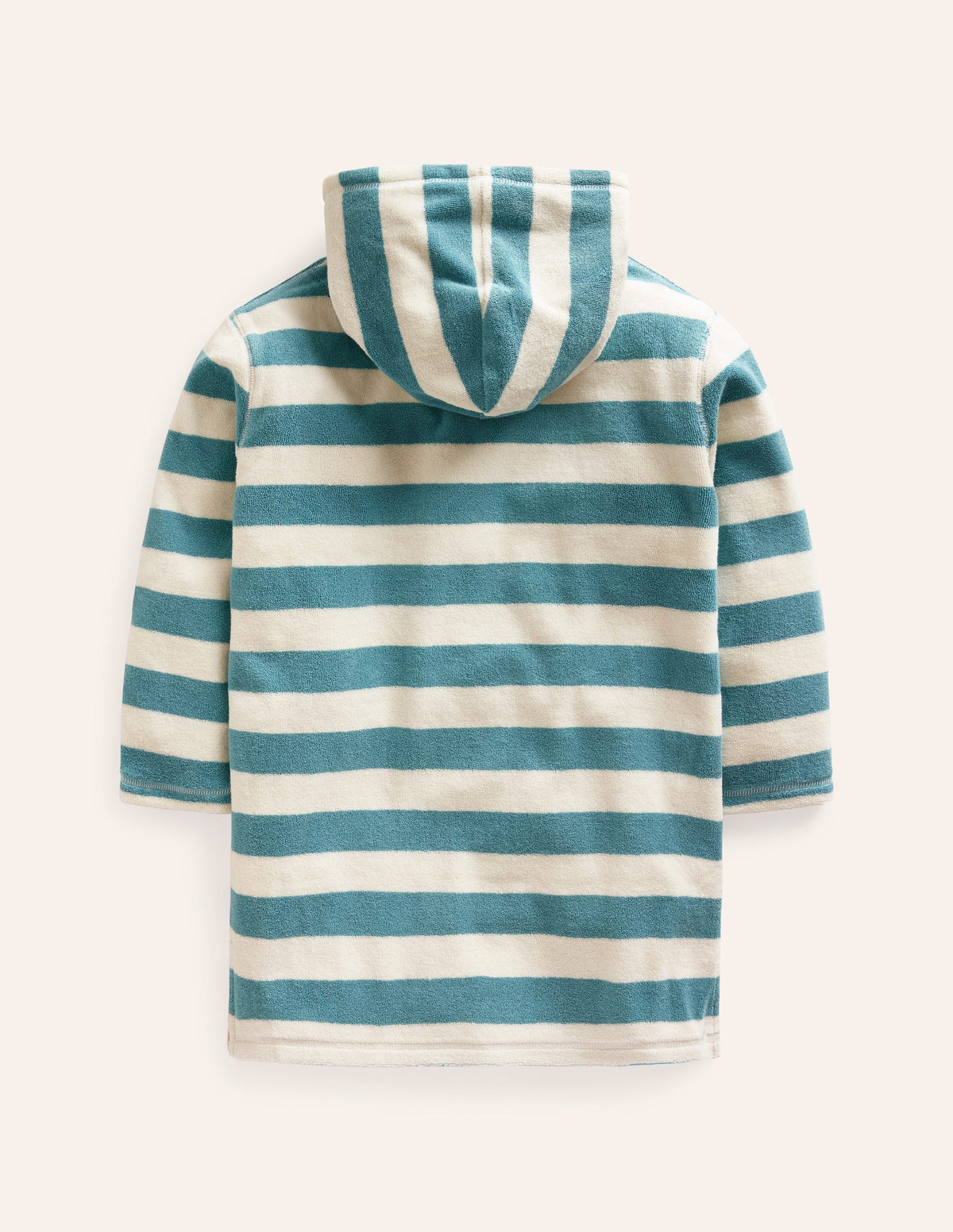 Appliqué Towelling Throw-on-Aqua Sea Blue/ Ivory Stripe - Image 2