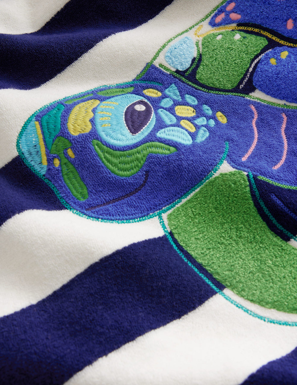 Appliqué Towelling Throw-on-College Navy/Ivory Turtle - Image 3