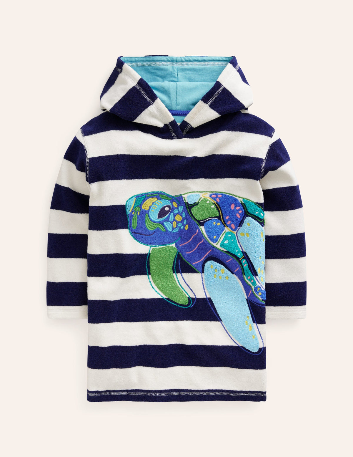 Appliqué Towelling Throw-on-College Navy/Ivory Turtle - Image 1