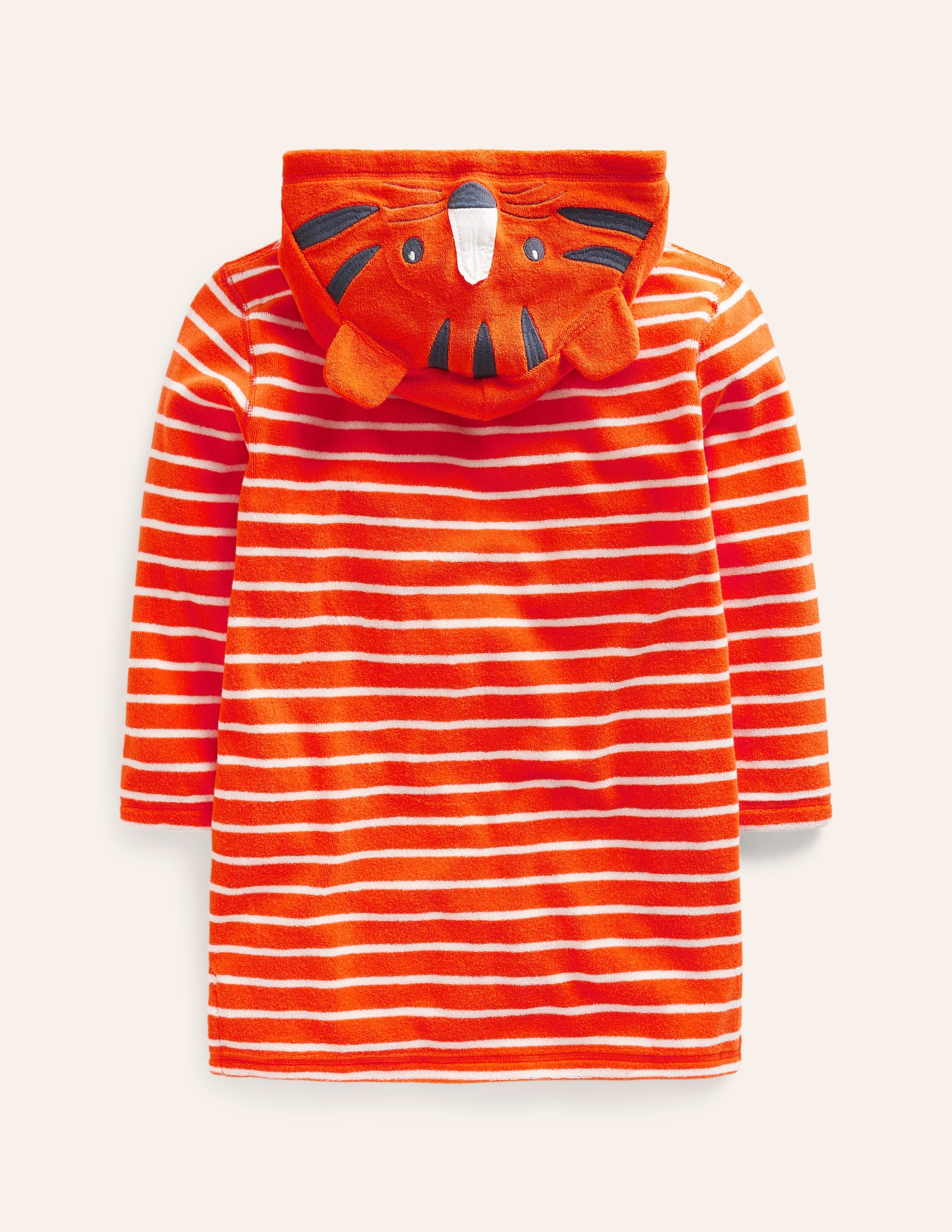 Appliqué Towelling Throw-on-Mandarin Orange/ Ivory Stripe - Image 2