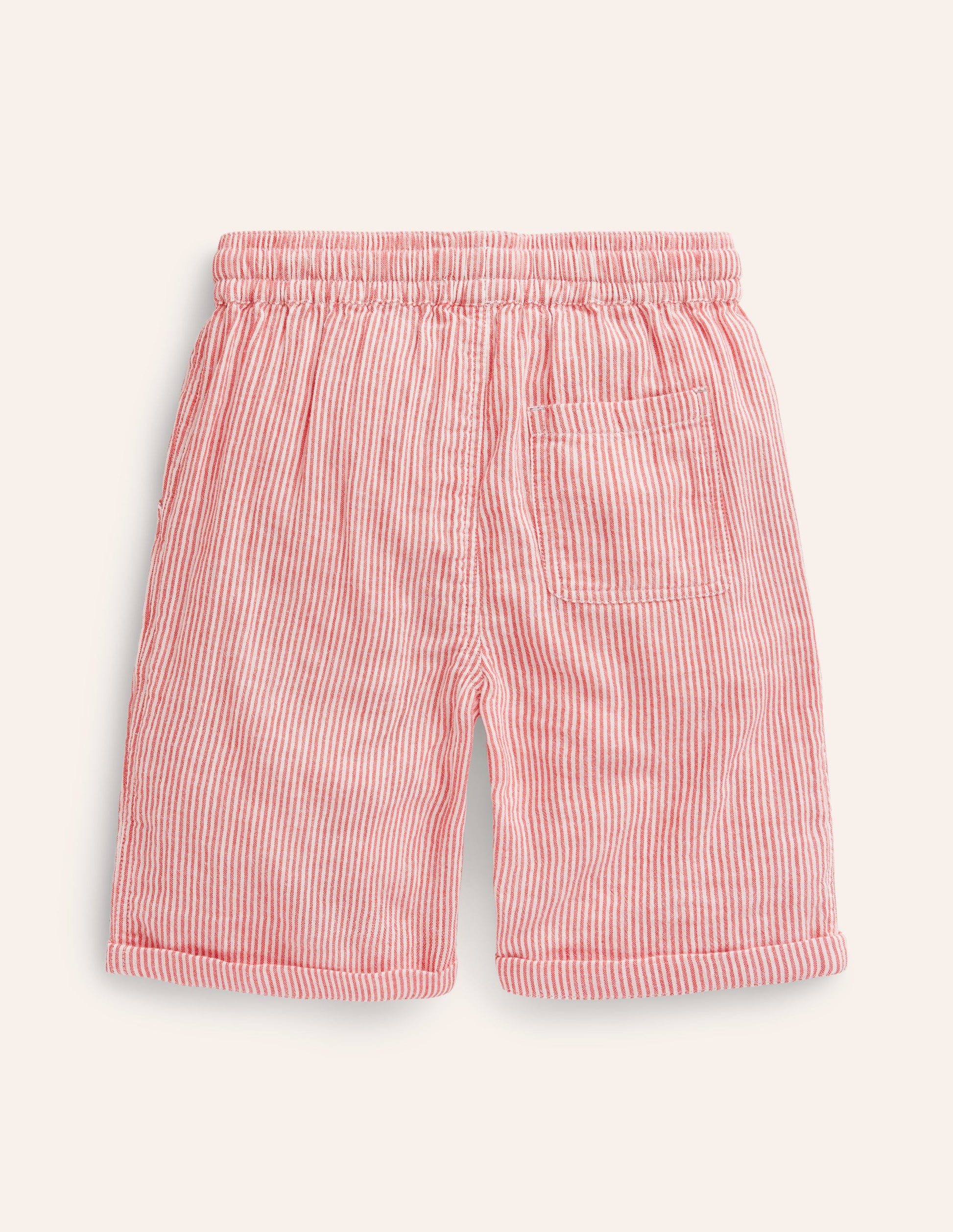 Drawstring Vacation Shorts-Jam Red / Ivory Stripe-2