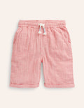 Drawstring Vacation Shorts-Jam Red / Ivory Stripe