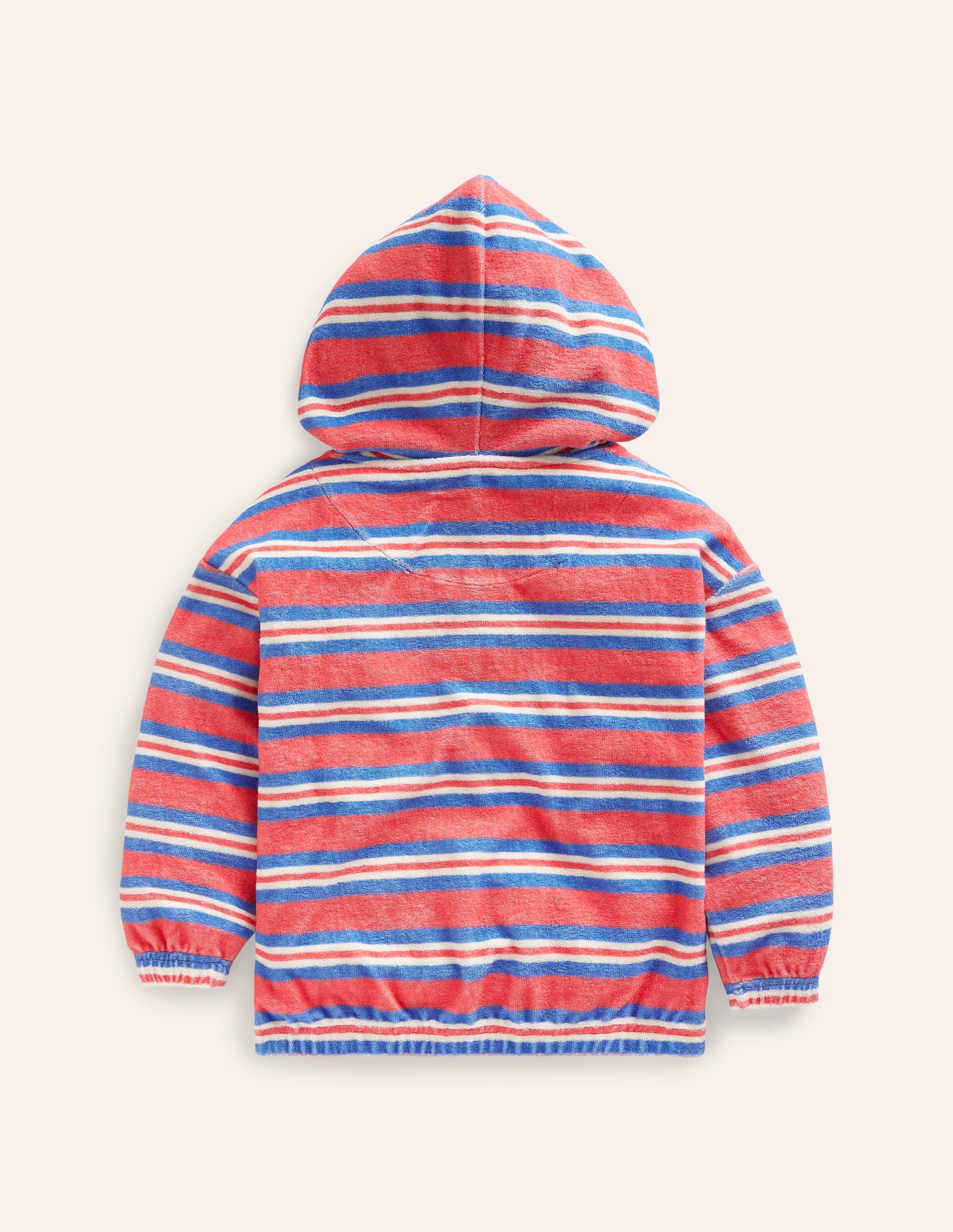 Towelling Hoodie-Jam Red/ Cabana Blue Stripe-2