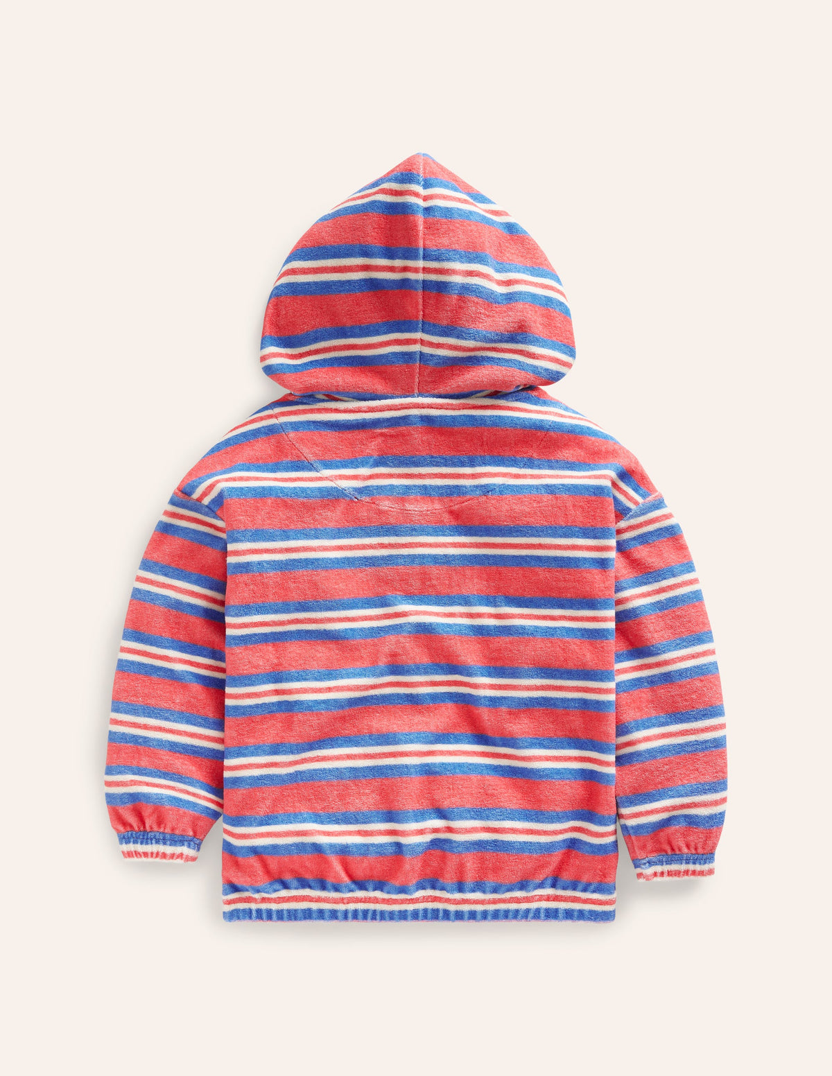 Towelling Hoodie-Jam Red/ Cabana Blue Stripe - Image 2