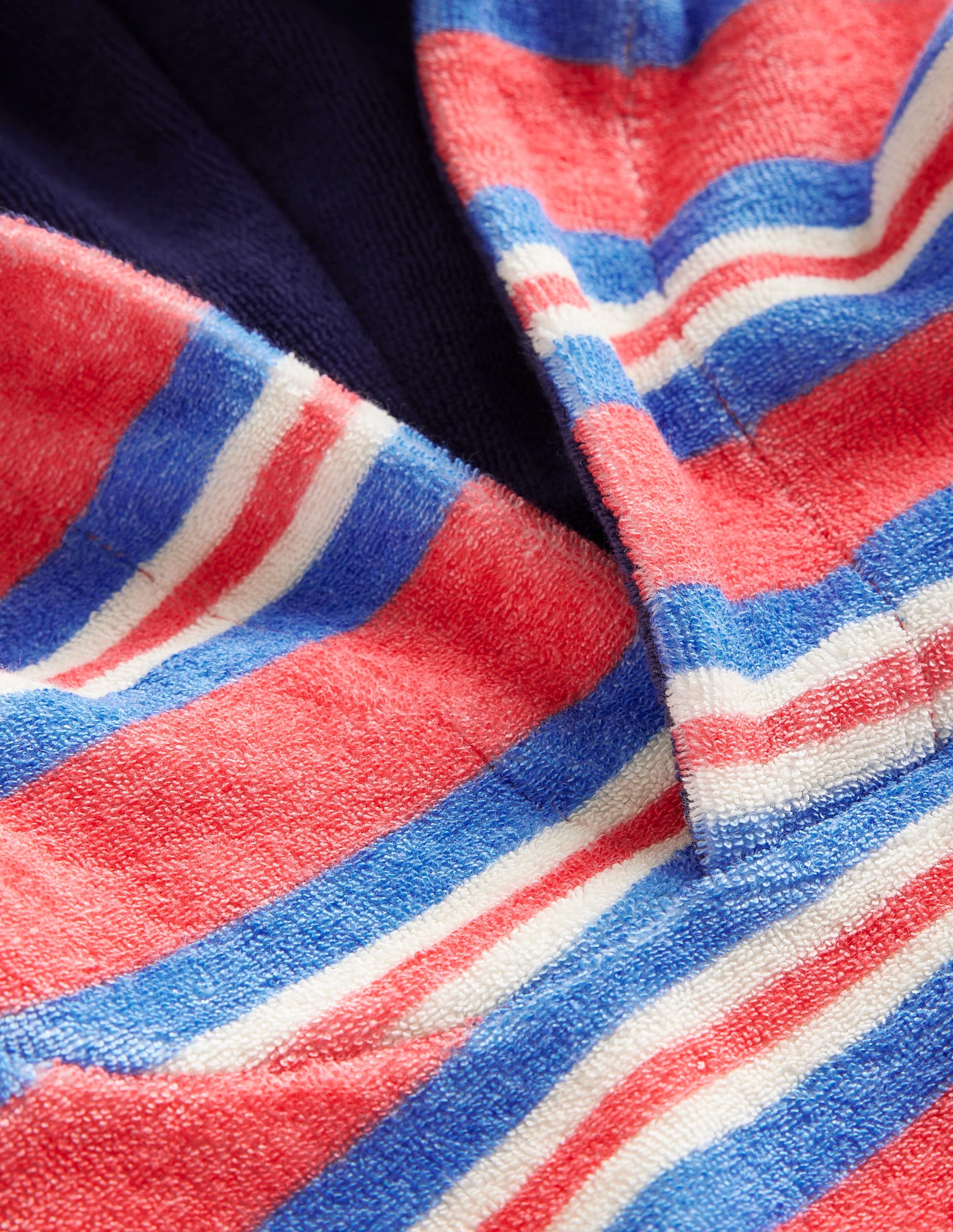 Towelling Hoodie-Jam Red/ Cabana Blue Stripe-3