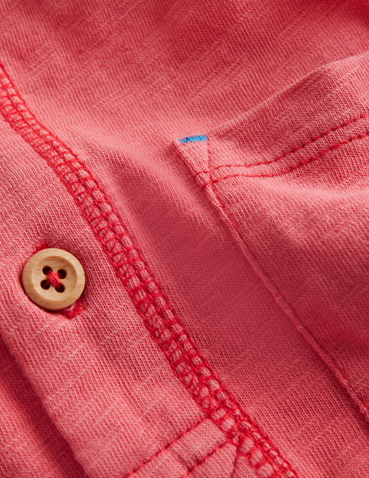 Washed Cotton Henley T-shirt-Jam Red-3