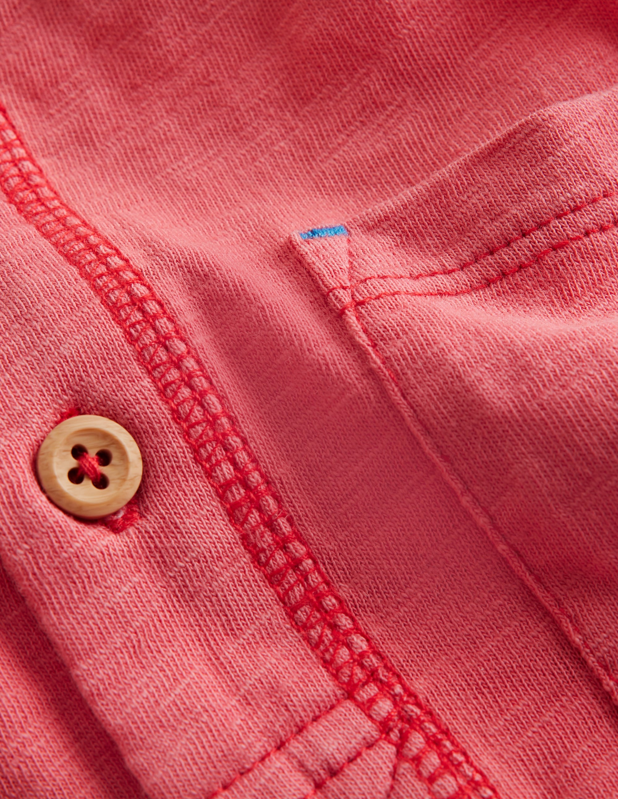 Washed Cotton Henley T-shirt-Jam Red - Image 3
