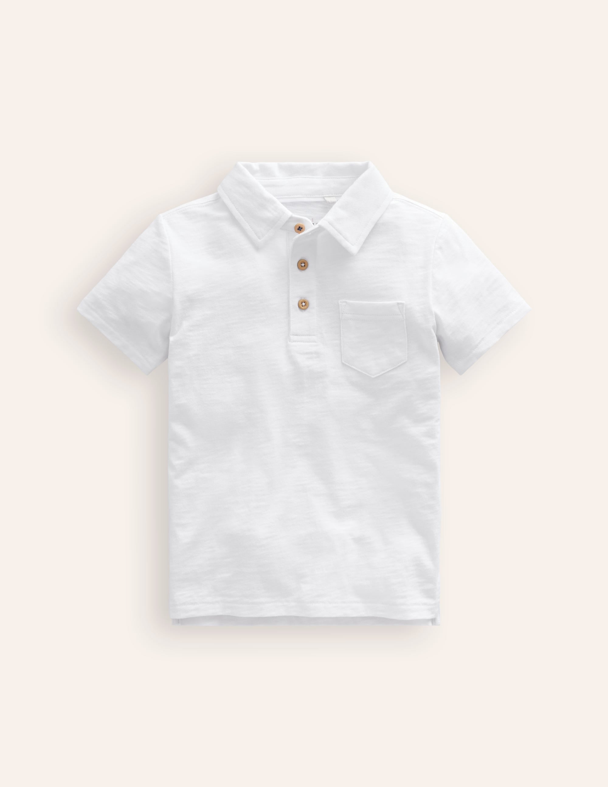 Slub Polo Shirt-White - Image 1