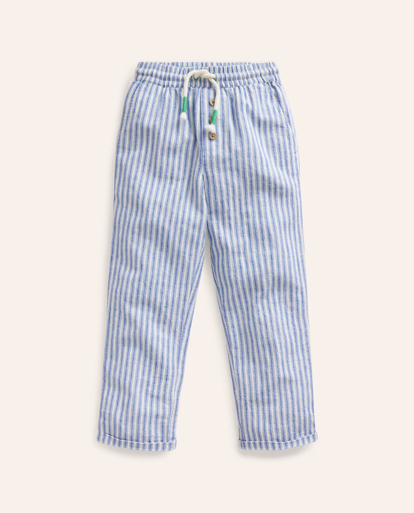 Summer Pull-On Pants-Bluejay Ticking