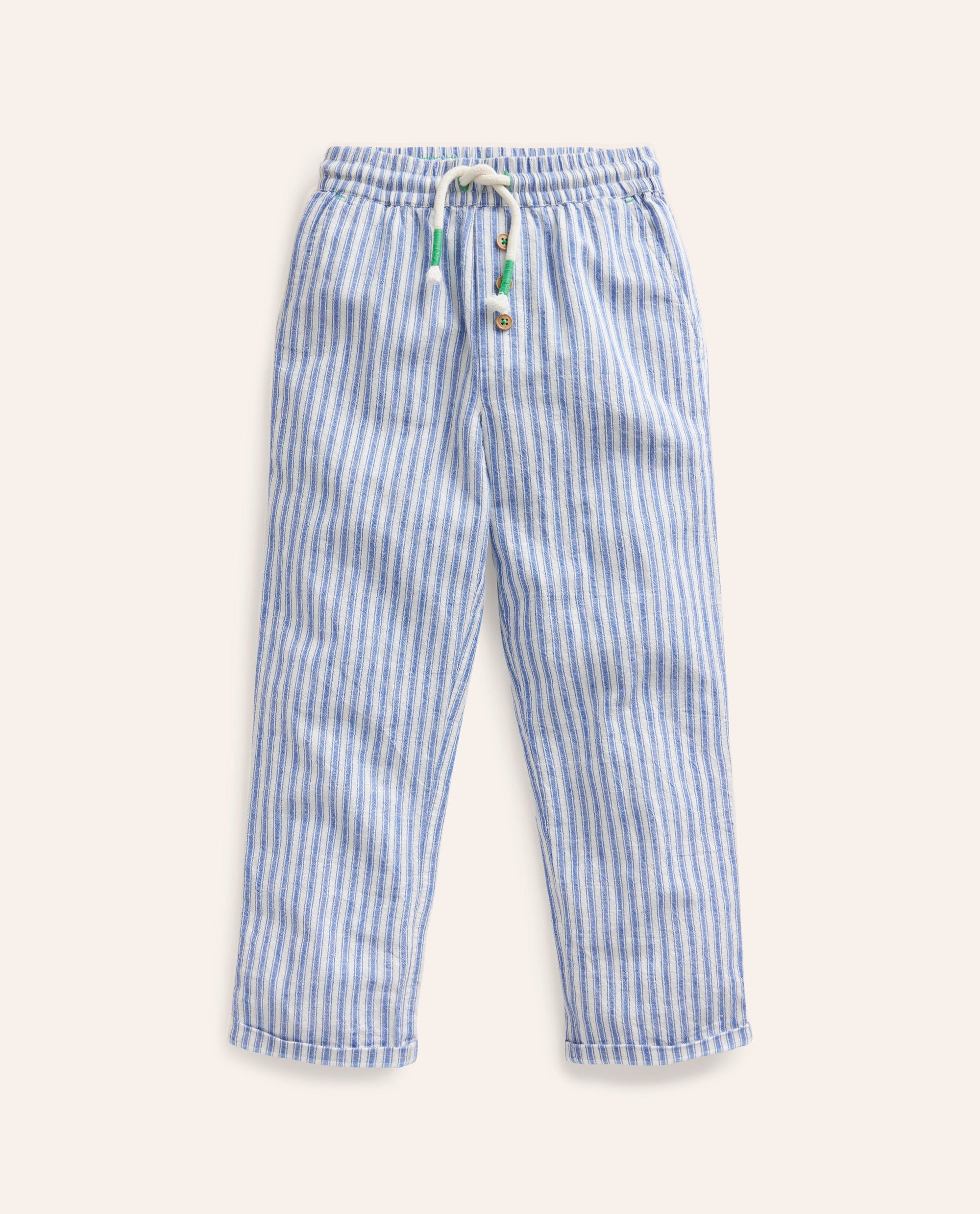 Summer Pull-On Pants-Bluejay Ticking - Image 1