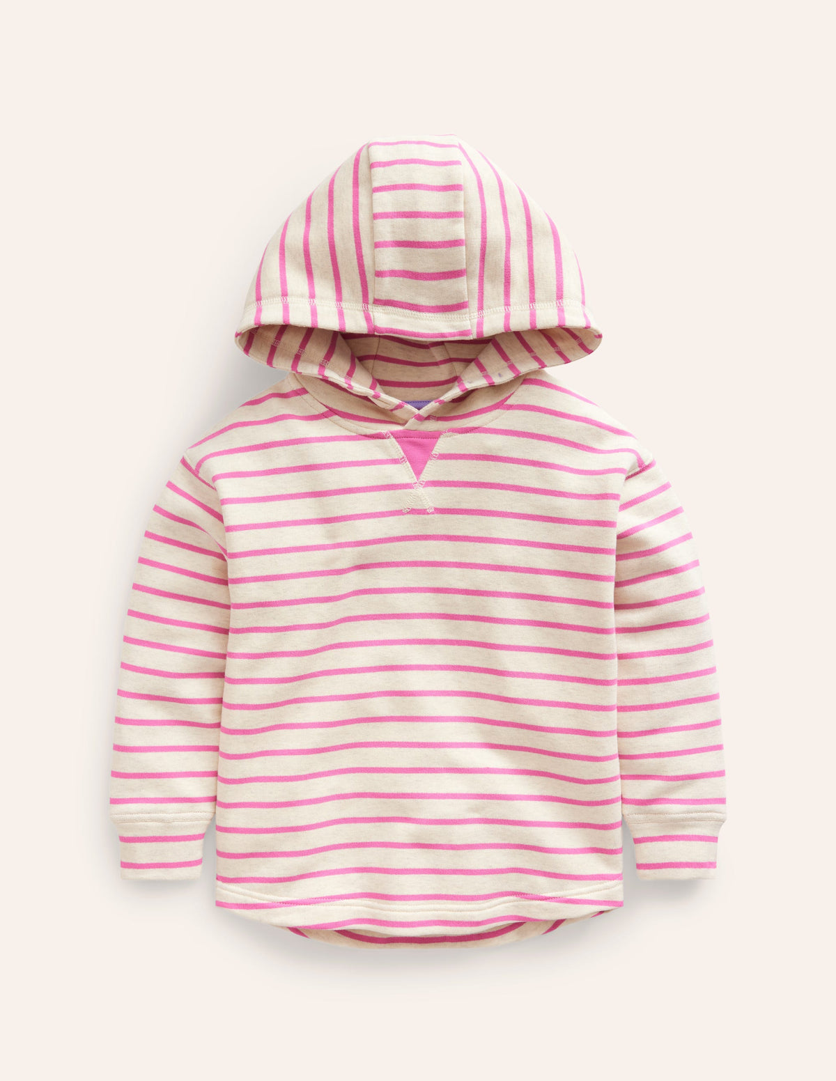 Cosy Relaxed Hoodie-Oatmeal Marl/Pink - Image 1