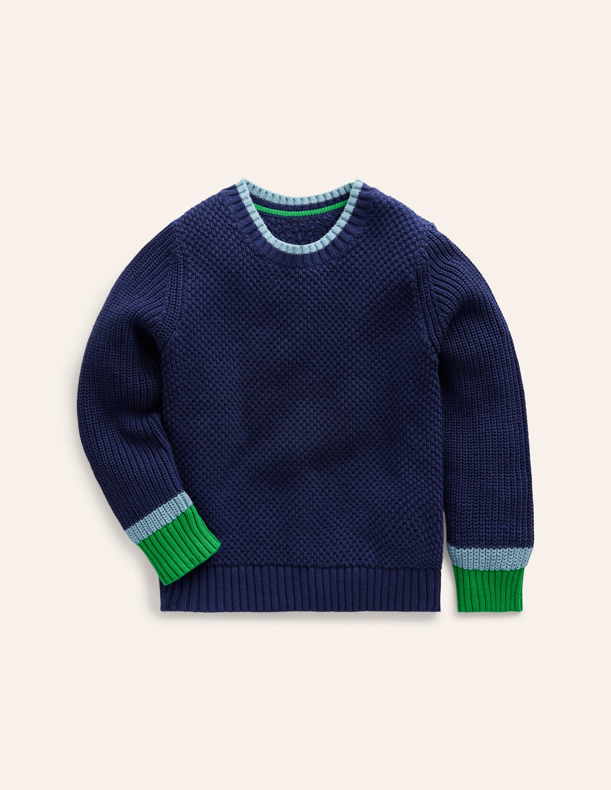 Chunky Cotton Sweater-College Navy-1