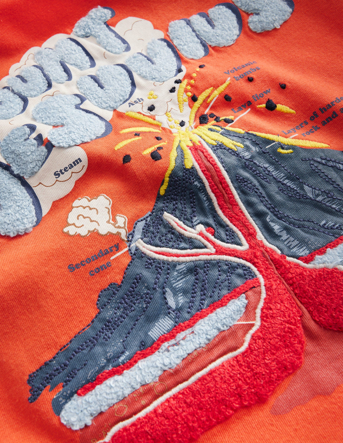 Glow Textured Fact T-Shirt-Fire Opal Orange Volcano - Image 3