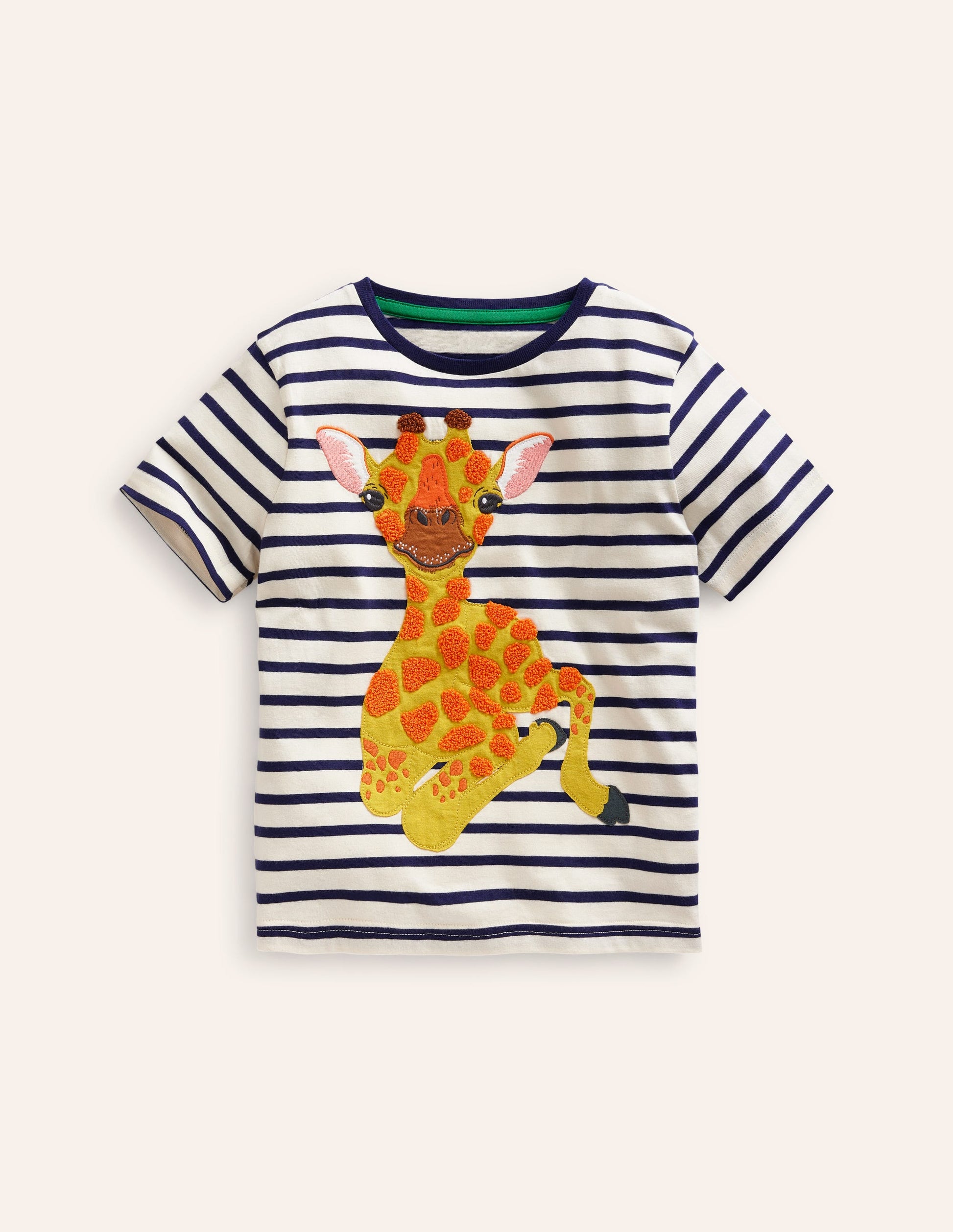 Big Appliqué Logo T-shirt-College Navy/ Ivory Giraffe-1