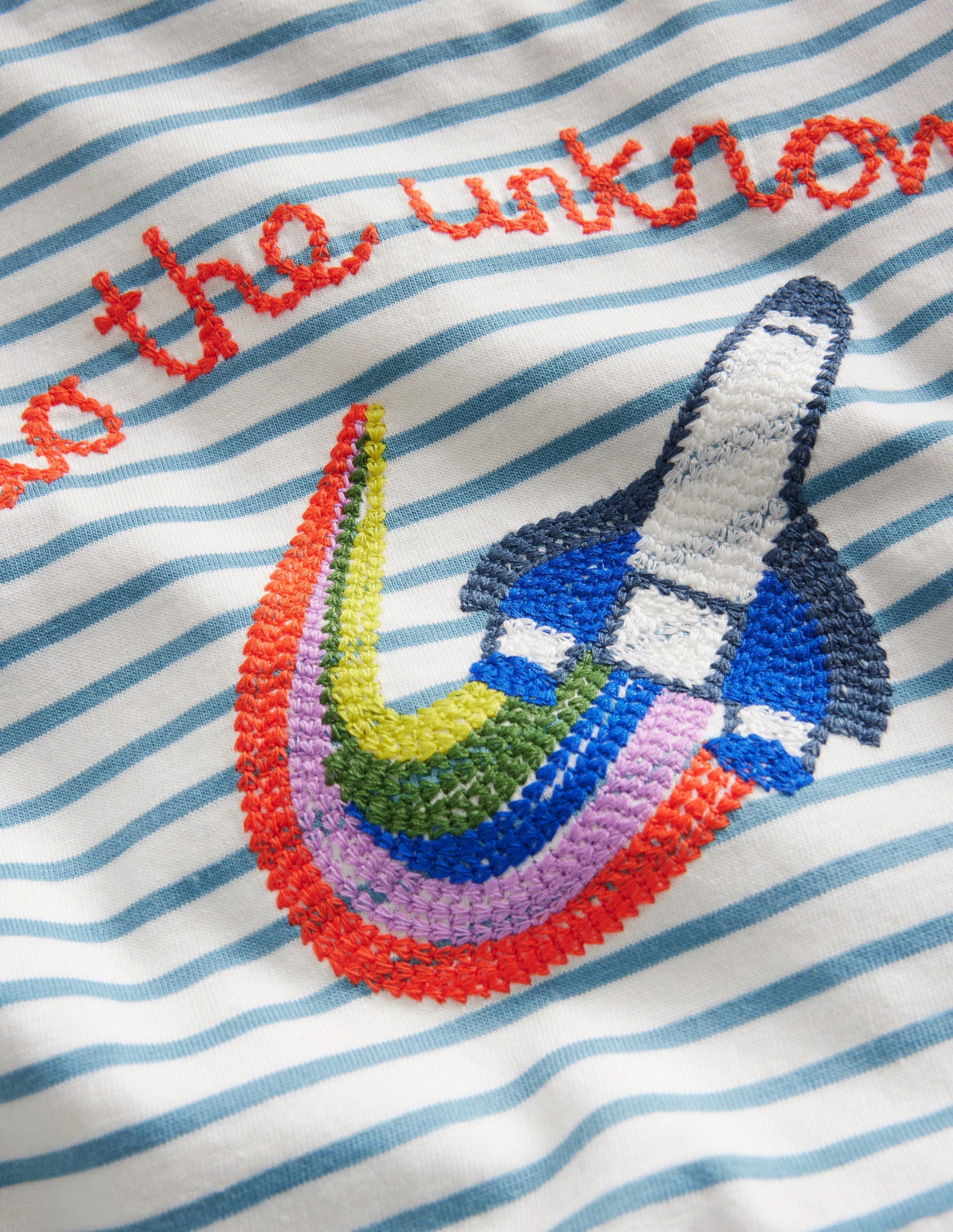 Embroidered Graphic T-shirt-Sapphire Blue/Ivory Rocket-3