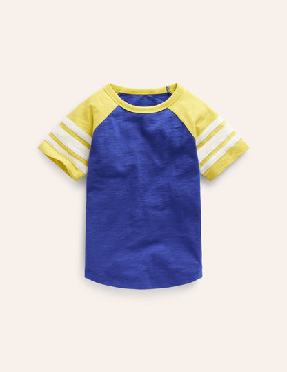 Short Sleeve Raglan T-shirt-Blue Heron/Gooseberry Yellow-1