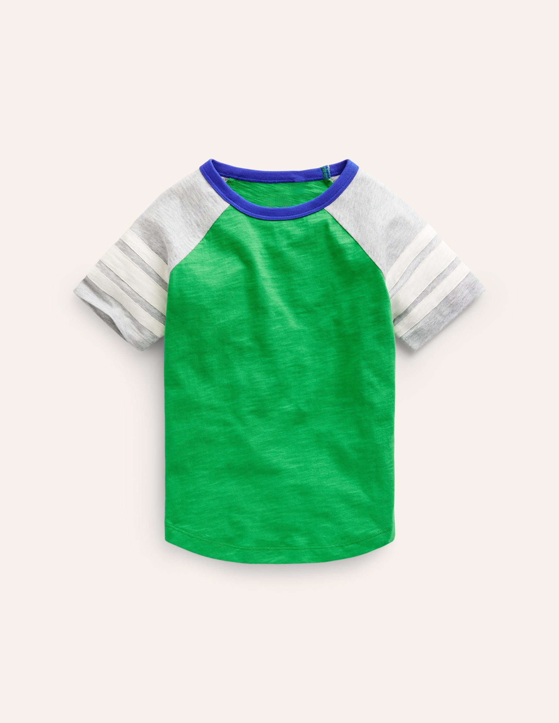 Short Sleeve Raglan T-shirt-Pea Green/Grey Marl/Calico-1