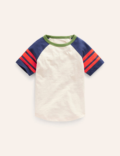 Short Sleeve Raglan T-shirt-Calico/College Navy-1